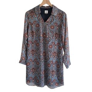 Cabi Provincial Floral Sheer Dress Long Sleeve Lined Bohemian Office Size XS